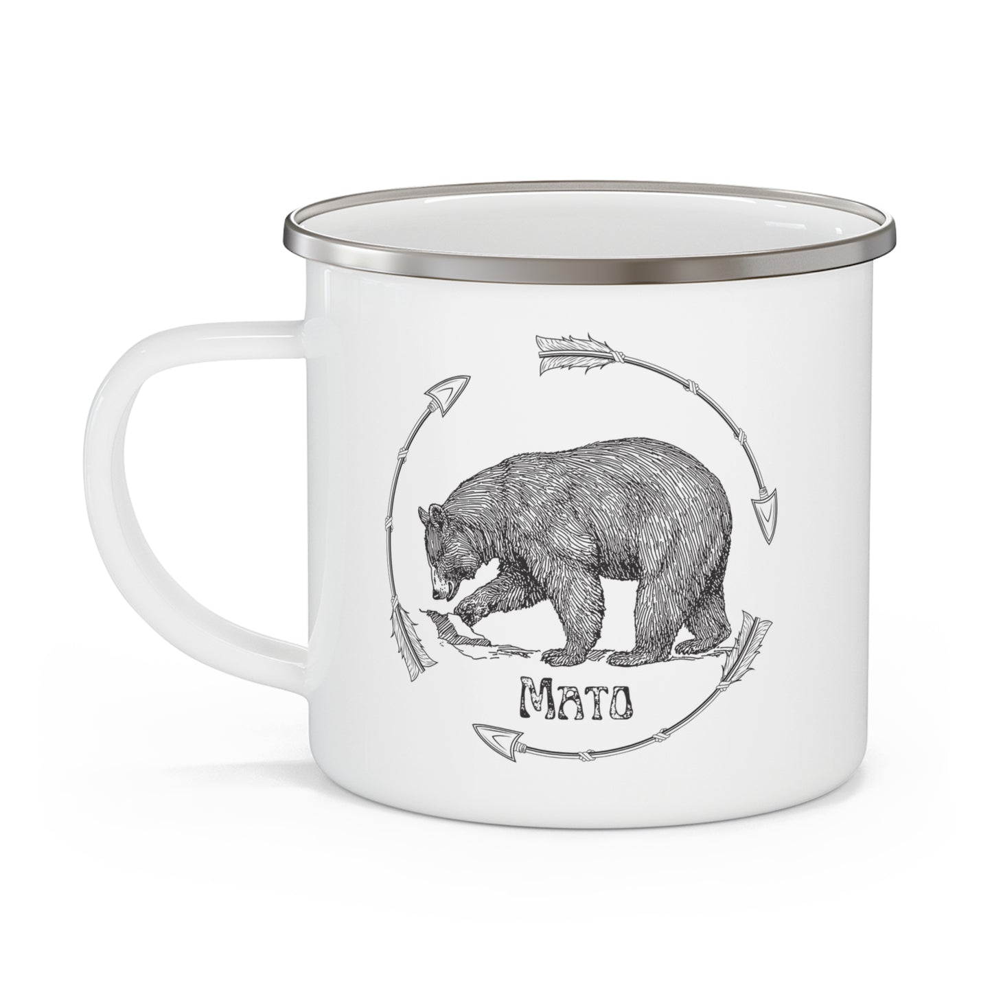 Mato Bear 12 oz Enamel Camping Mug